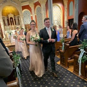 Stunning Rose Gold Sequin Mori Lee Full Length Gown / size 12 Worn Once! 21564